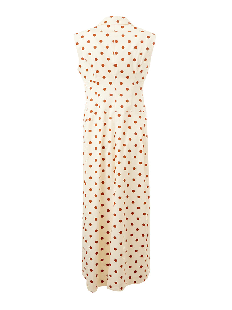 Polka Dots Sleeveless Long Dress