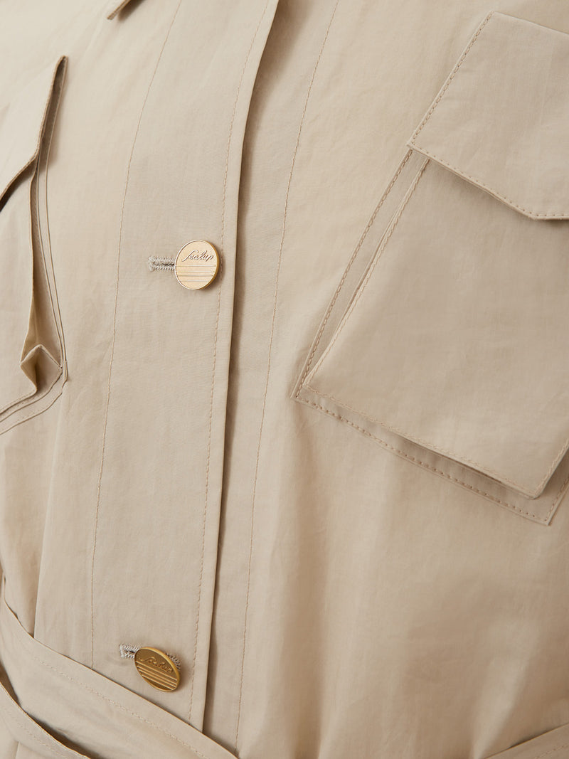 Beige Cotton Saharan Belted Jacket