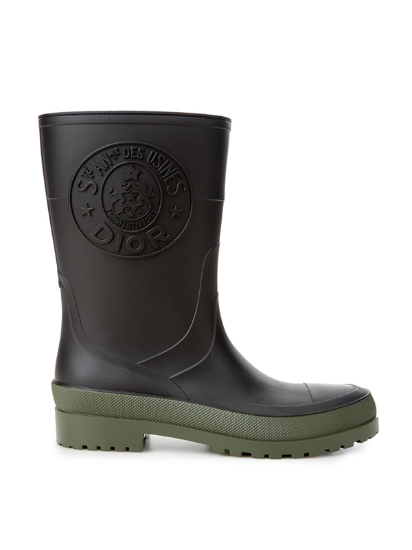 Rubber Black Boots with Logo