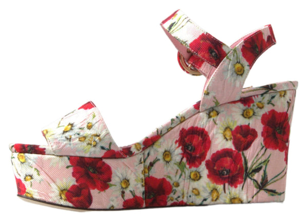 Multicolor floral print Wedges Floral Ankle Strap Sandals