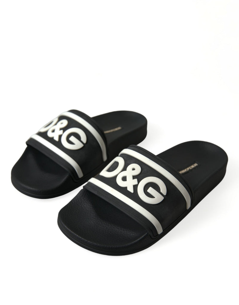 Black Rubber Beachwear Slippers Sandals Shoes