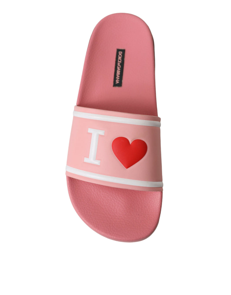 Pink Leather Slides Beachwear Flats Shoes