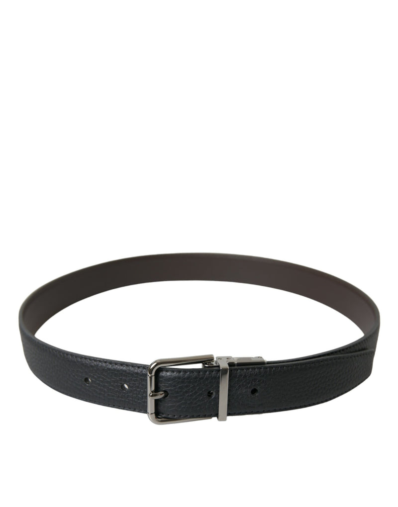 Black Leather Metal Buckle Men Belt