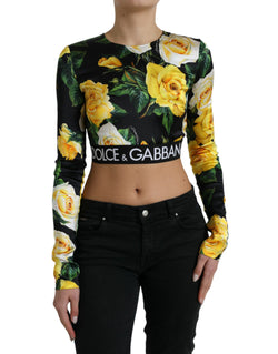 Multicolor Floral Long Sleeves Cropped Top