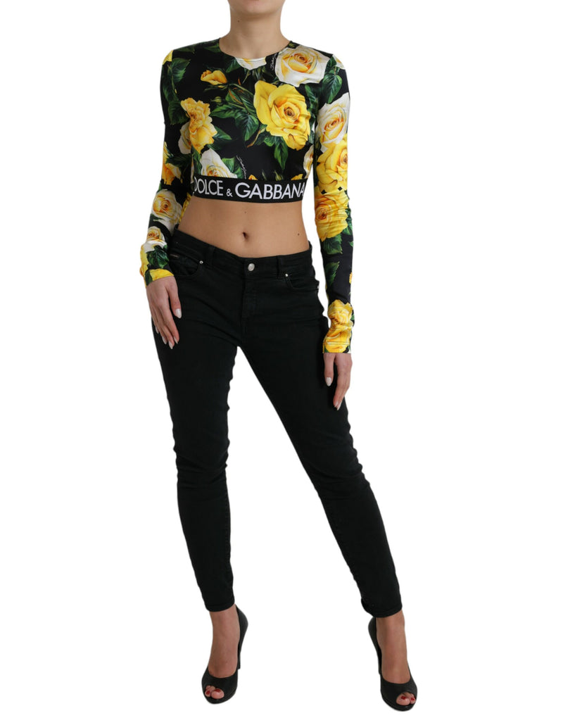 Multicolor Floral Long Sleeves Cropped Top