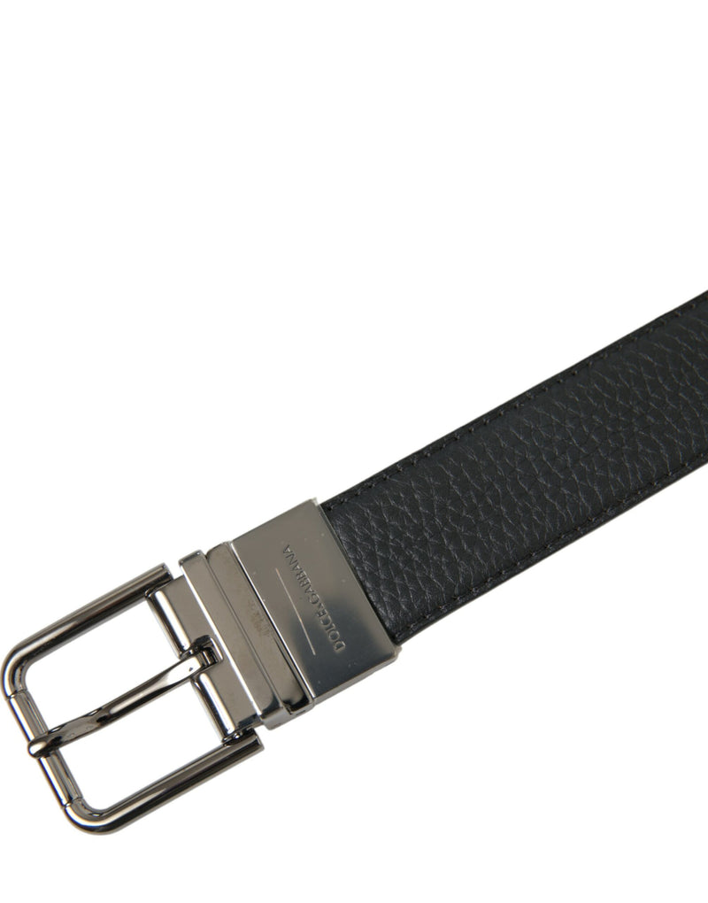 Black Leather Metal Buckle Men Belt