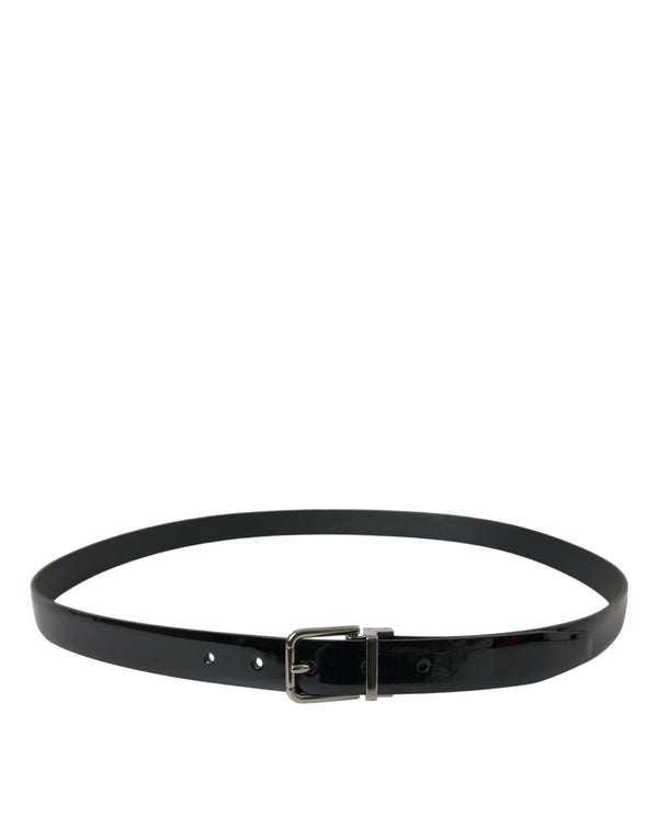 Black Leather Silver Metal Buckle Belt