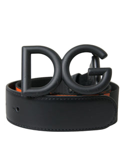 Black Orange Leather DG Metal Buckle Belt