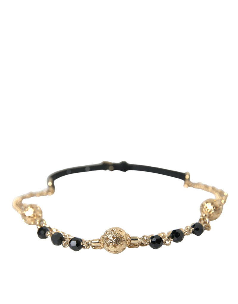 Black Suede Gold Chain Crystal Waist Belt