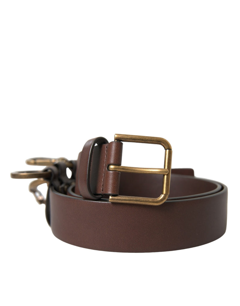 Brown Calf Leather Gold Metal Buckle Belt