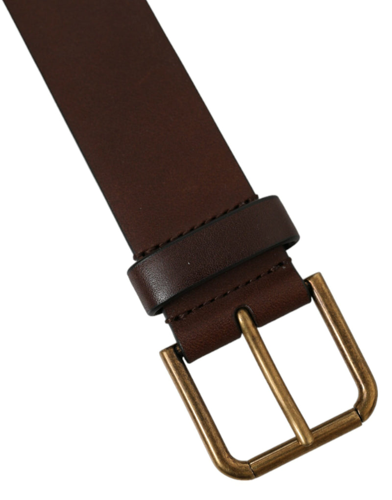 Brown Calf Leather Gold Metal Buckle Belt