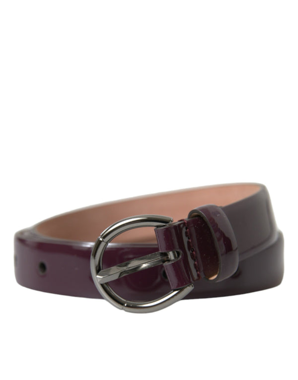 Maroon Leather Silver Metal Buckle Belt