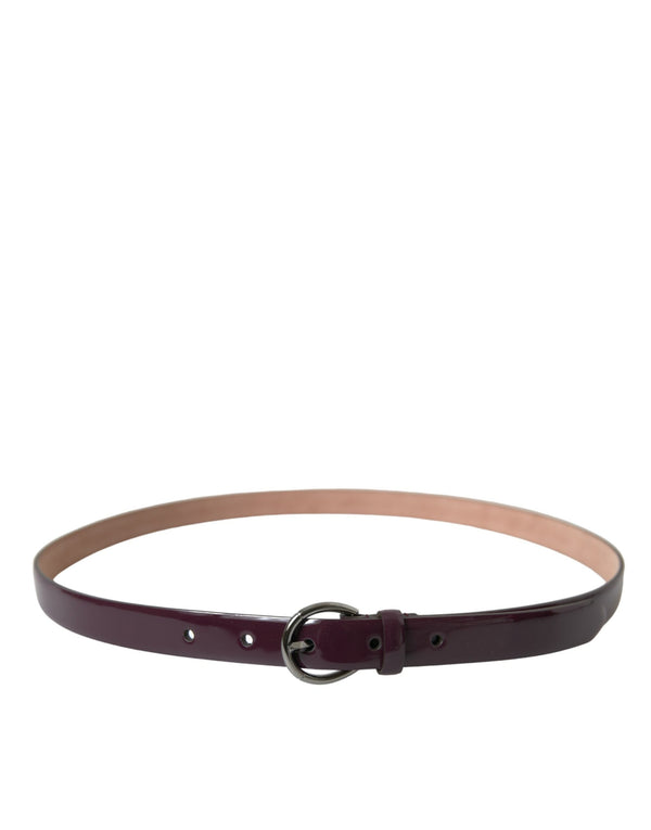 Maroon Leather Silver Metal Buckle Belt