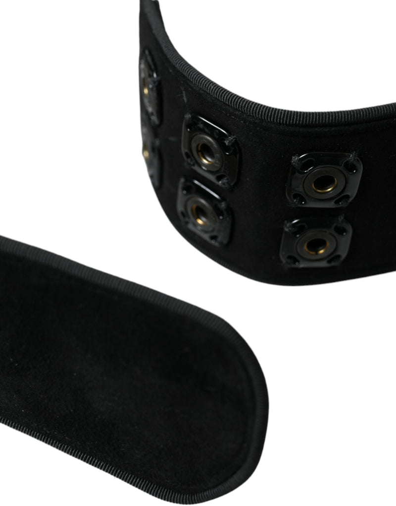 Black Suede Leather Wide Waist Belt