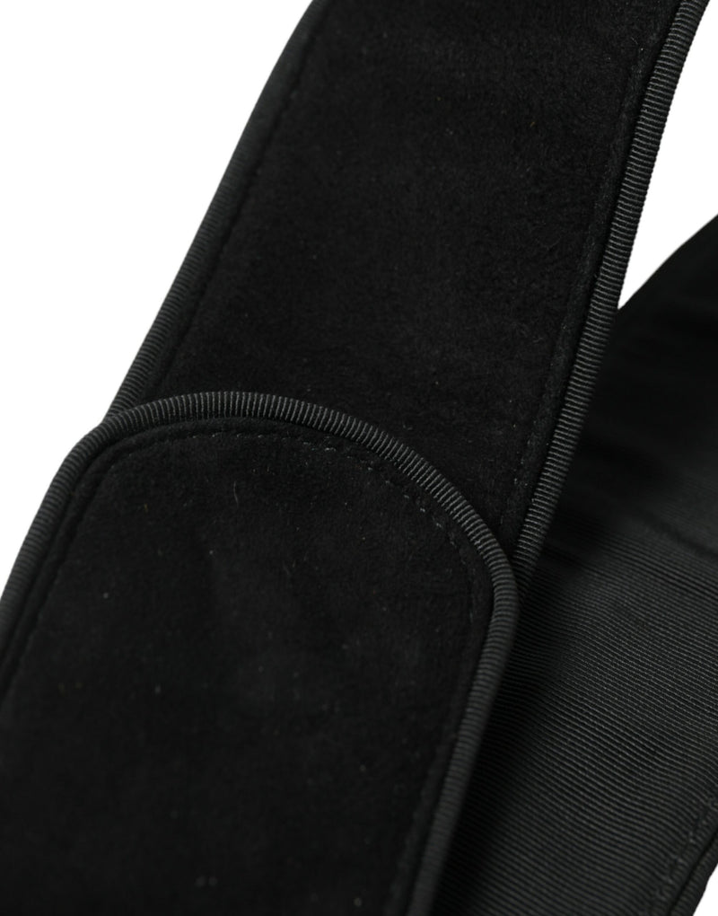 Black Suede Leather Wide Waist Belt