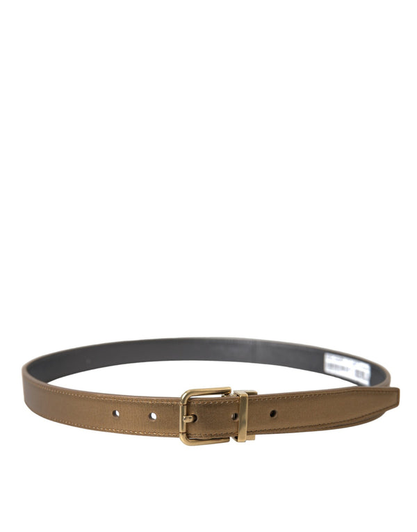 Metallic Gold Calf Leather Metal Buckle Belt