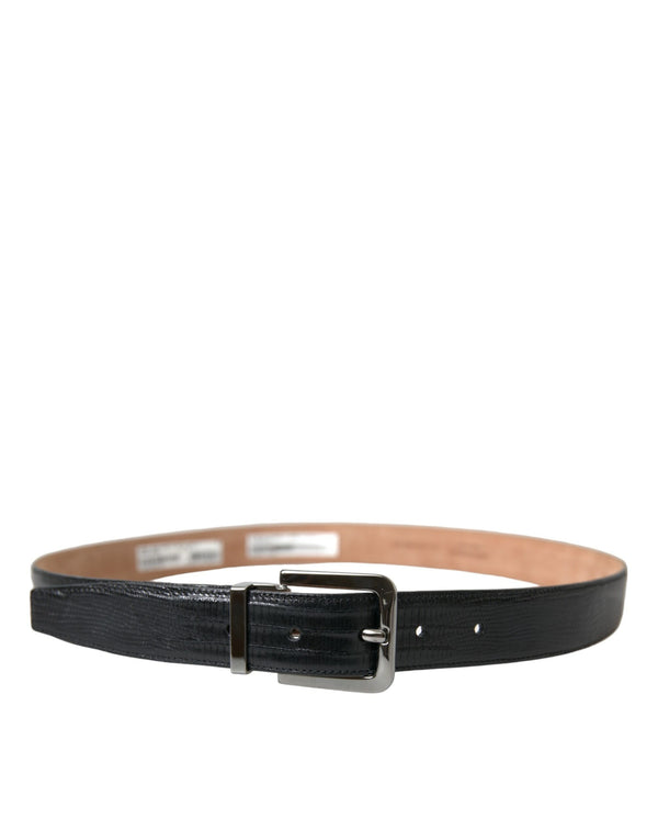 Black Leather Silver Metal Buckle Belt