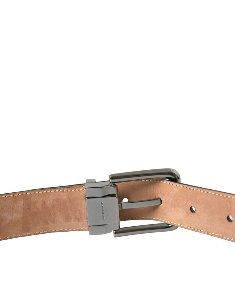 Black Leather Silver Metal Buckle Belt