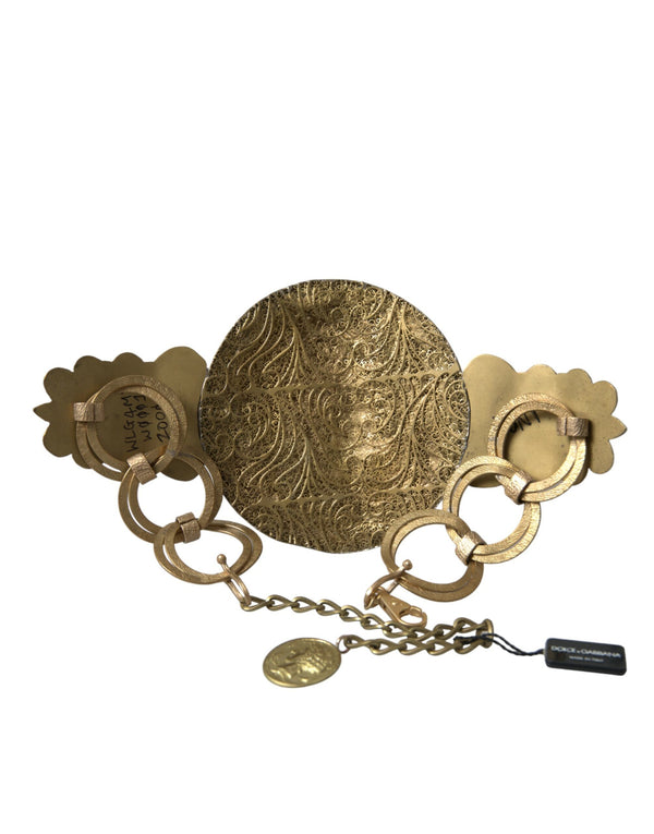 Gold Tone Brass Oversized Round Coin MONETE Belt