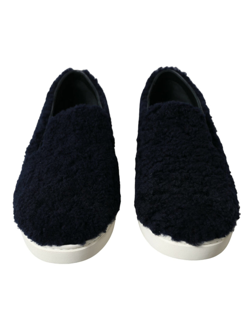 Blue Shearling Slip Loafers Sneakers Shoes