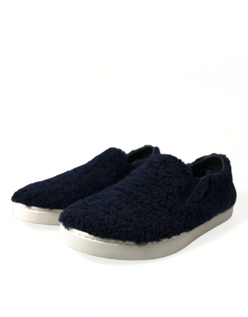 Blue Shearling Slip Loafers Sneakers Shoes