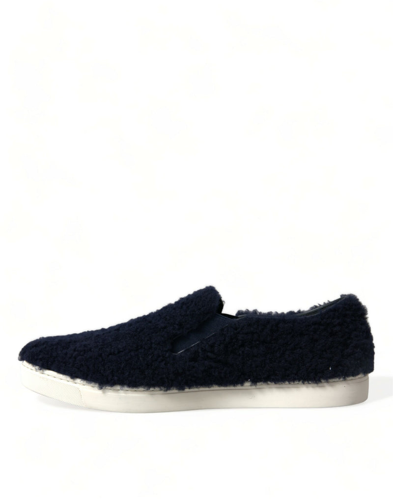 Blue Shearling Slip Loafers Sneakers Shoes