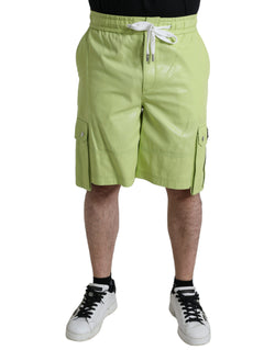 Light Green Cotton Men Cargo Bermuda Shorts