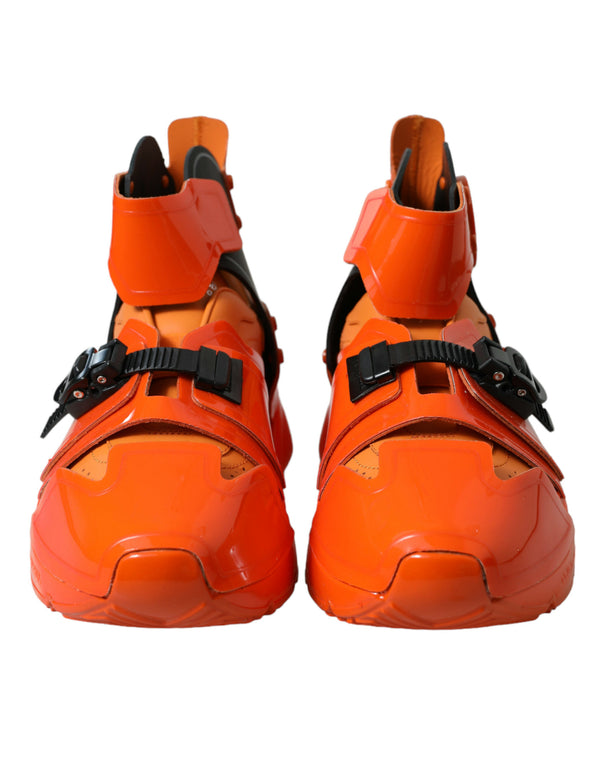 Orange Multi Panel Chunky High Top Sneakers Shoes