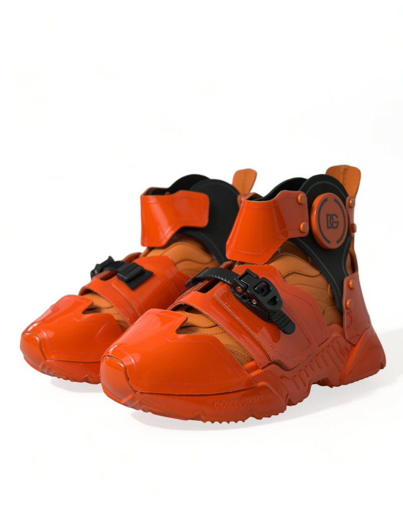 Orange Multi Panel Chunky High Top Sneakers Shoes