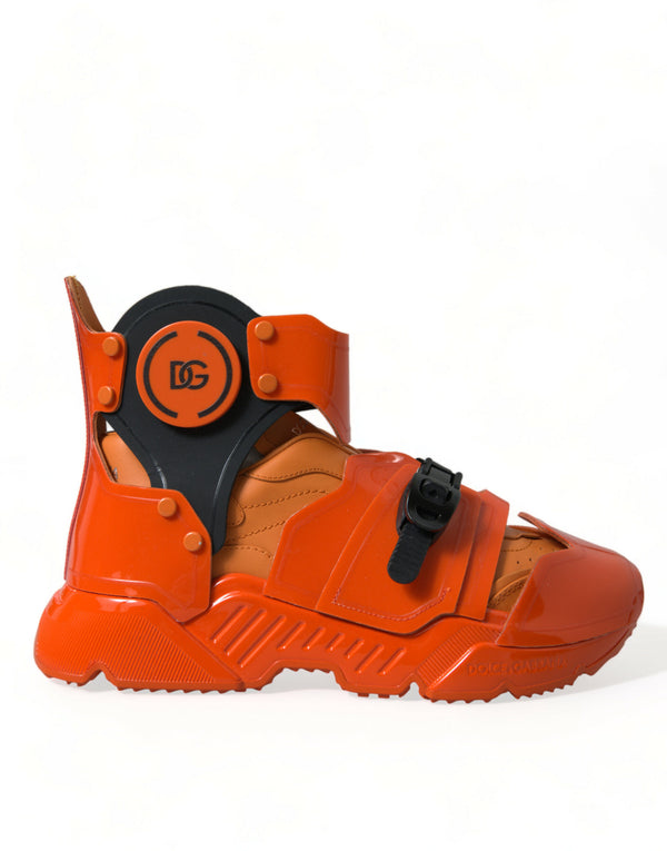 Orange Multi Panel Chunky High Top Sneakers Shoes