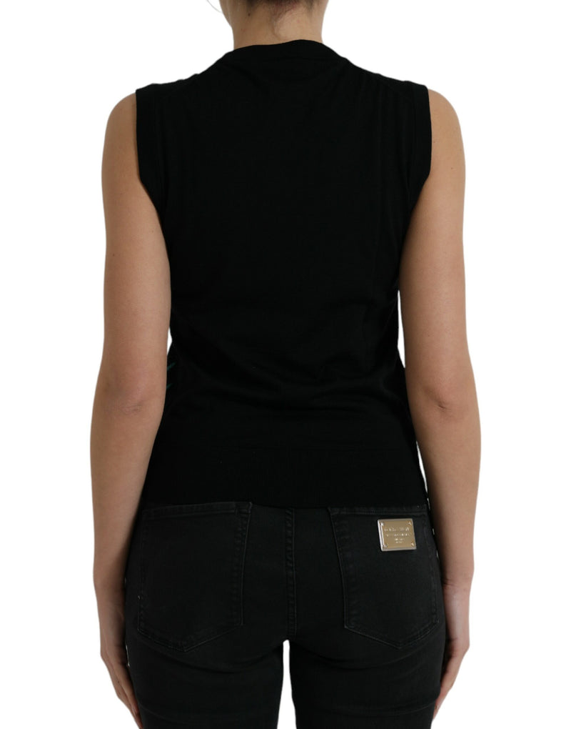 Black Jungle Crew Neck Sleeveless Tank Top