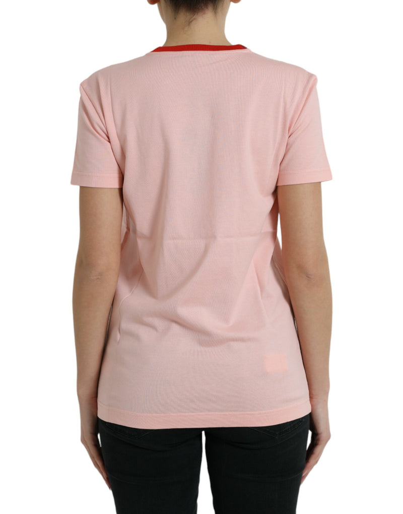 Pink Sacred Heart Cotton Crew Neck T-shirt