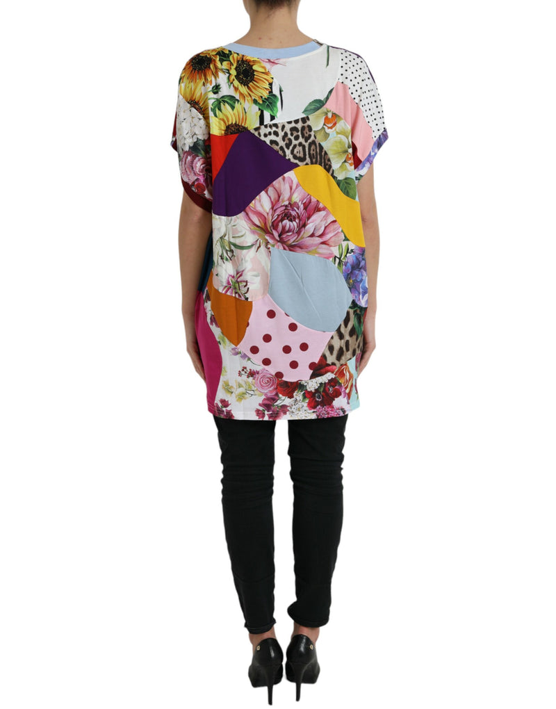 Multicolor Patchwork Cotton Silk Blouse Top