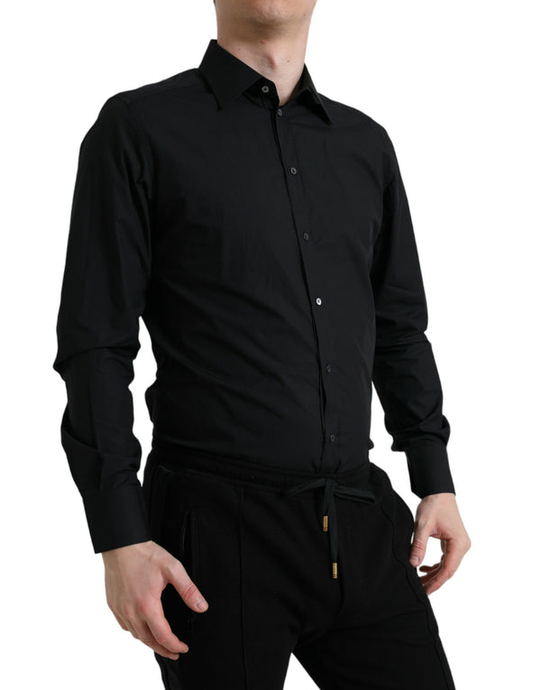 Black Cotton Men Formal GOLD Dress Shirt