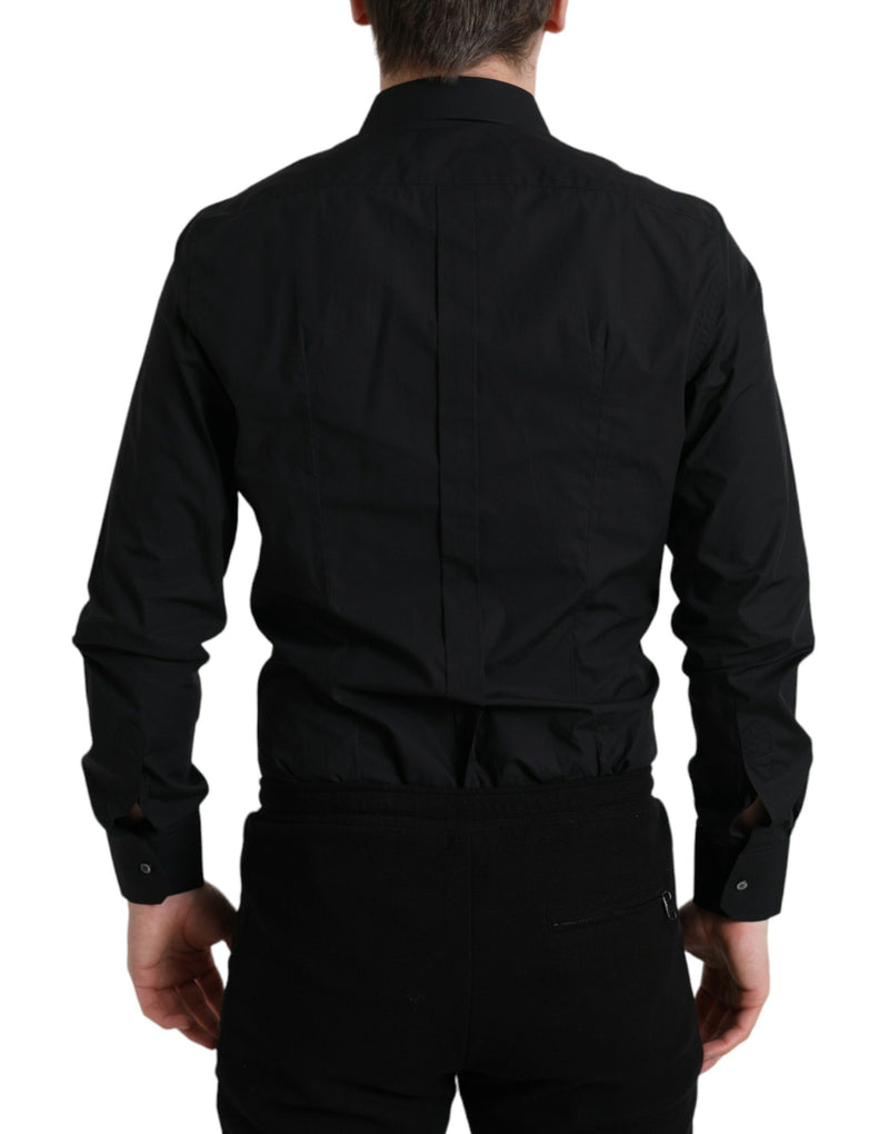 Black Cotton Men Formal GOLD Dress Shirt