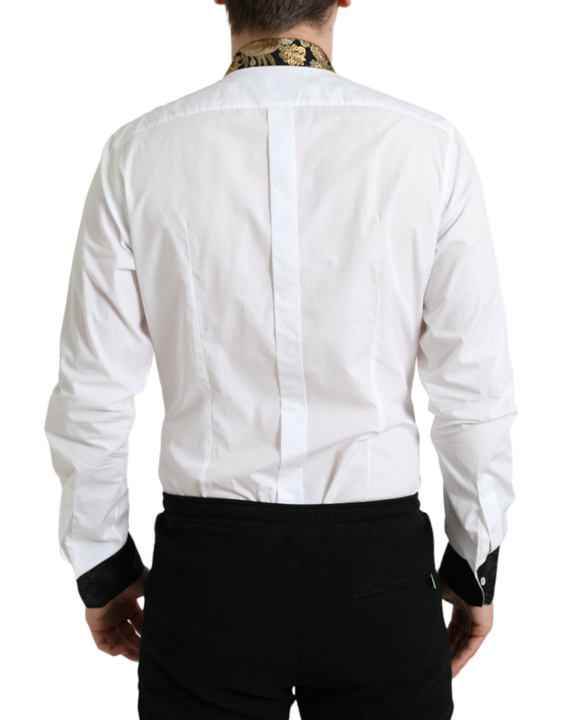 White Cotton Jacquard Formal GOLD Dress Shirt