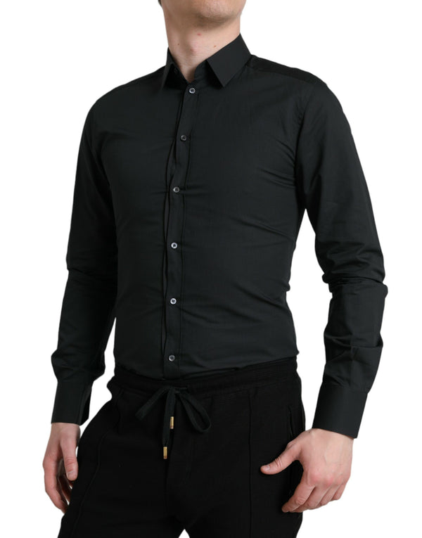 Black Cotton Silk Formal GOLD Dress Shirt