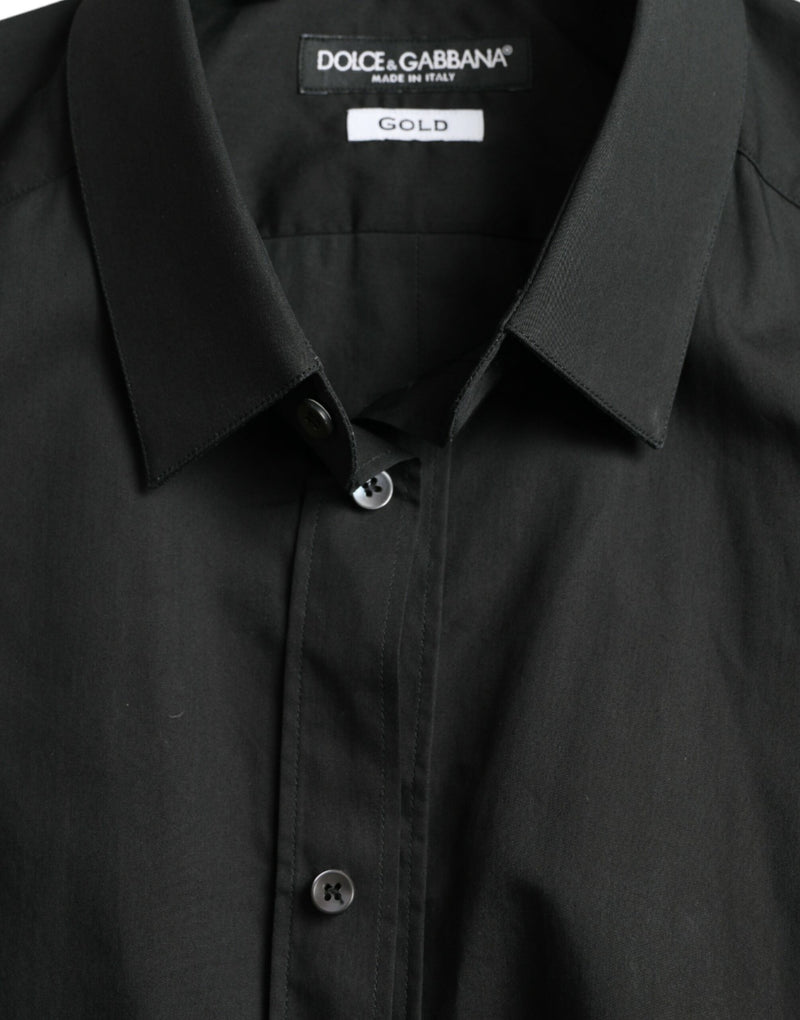 Black Cotton Silk Formal GOLD Dress Shirt