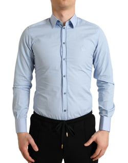 Sky Blue Cotton Men Formal GOLD Dress Shirt