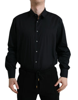 Black Cotton Collared Formal Dress Shirt