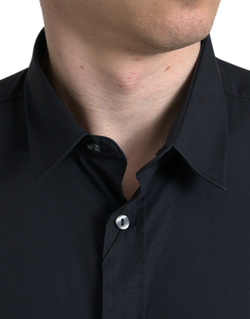 Black Cotton Collared Formal Dress Shirt