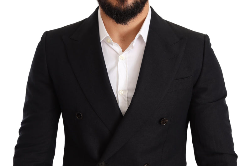 Black Cotton Slim 2 Piece TAORMINA Suit