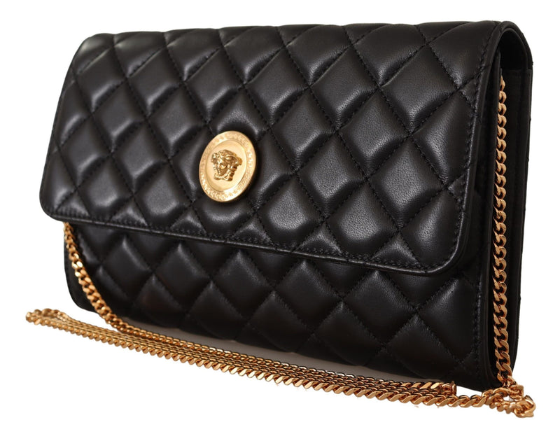 Black Nappa Leather Medusa Evening Bag