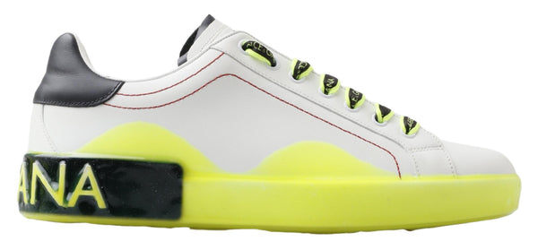 White Yellow Portofino Leather Sneakers Shoes