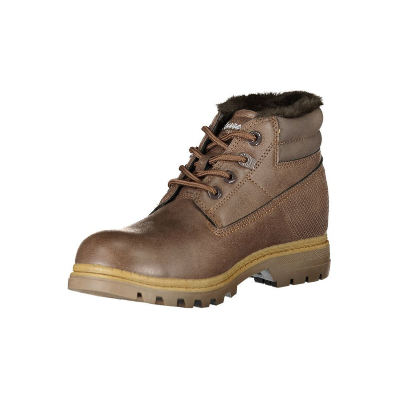 Brown Polyester Boot