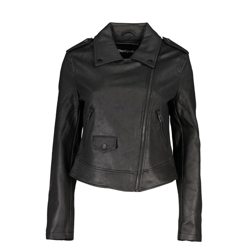 Black Polyester Jackets & Coat