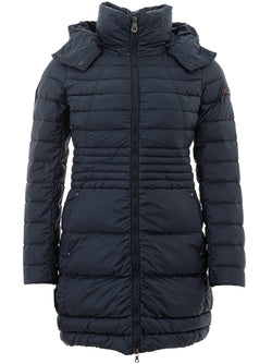 Blue Quilted Jacket with Hood