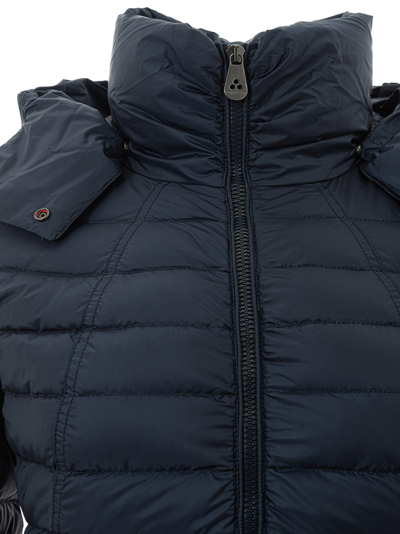 Blue Quilted Jacket with Hood