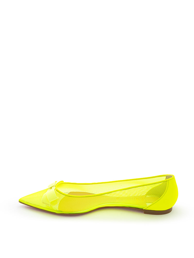 Pointed Ballerina in Fluo Yellow Mesh