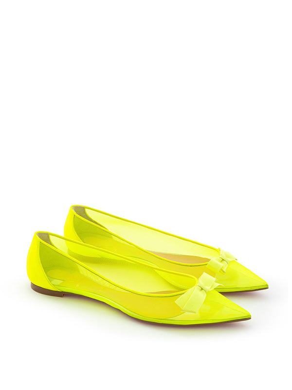 Pointed Ballerina in Fluo Yellow Mesh
